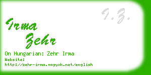 irma zehr business card